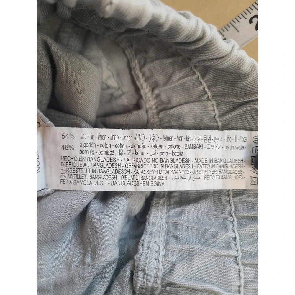 ZARA Linen Blend Joggers Women Pants M Crop Coastal Bohemian Minimalist Beach